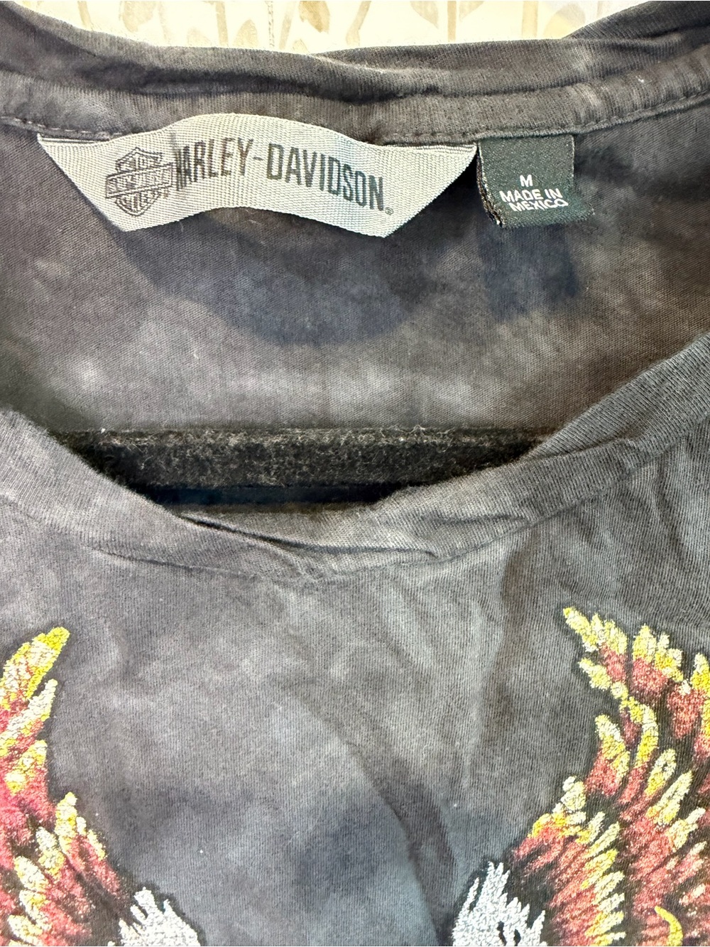 Harley Davidson Black Tie Dye Eagle Graphic Tank Top size medium - Picture 3 of 7